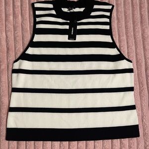 Express Sleeveless Top with Black and White Stripes